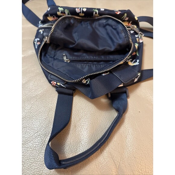 Dark Blue with Colorful Mushroom Small Backpack/Purse/Bag - Picture 3 of 6